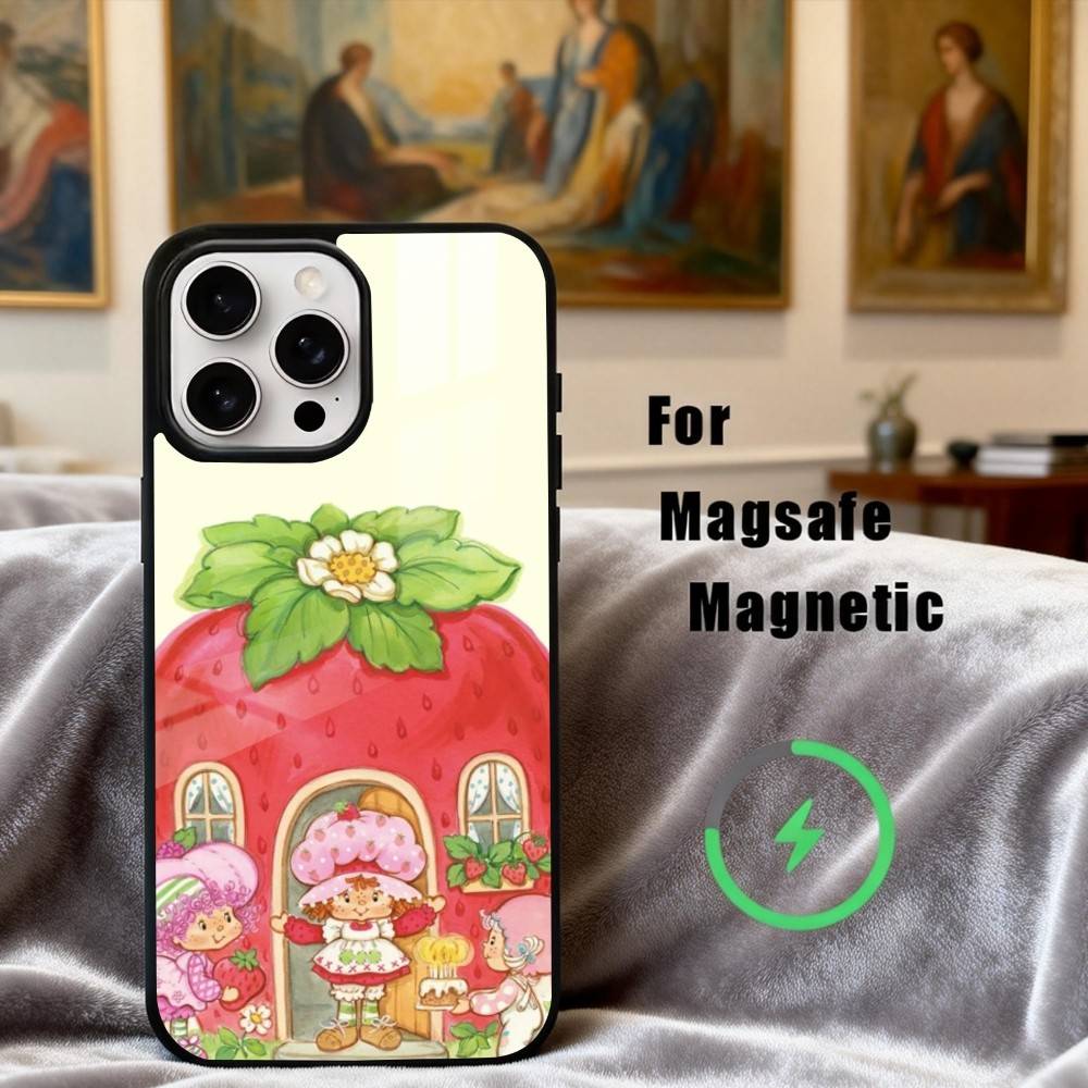 S-StrawberryS Vintage S-Shortcake Phone Case For iPhone17,16,15,14,13,12,11 Plus,Pro Max Magnetic For Magsafe Wireless Charging