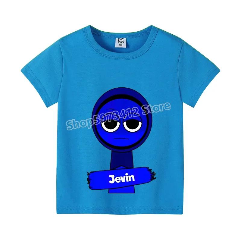 

2025 Новые детские футболки Sprunki Baby для детей, милые мультяшные персонажи, спортивные топы с короткими рукавами из хлопка, модная детская одежда 120