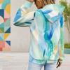 Women Plus Size Long Sleeve Drawstring Hoodie Watercolor Floral Printed Kangaroo Pocket Pullover