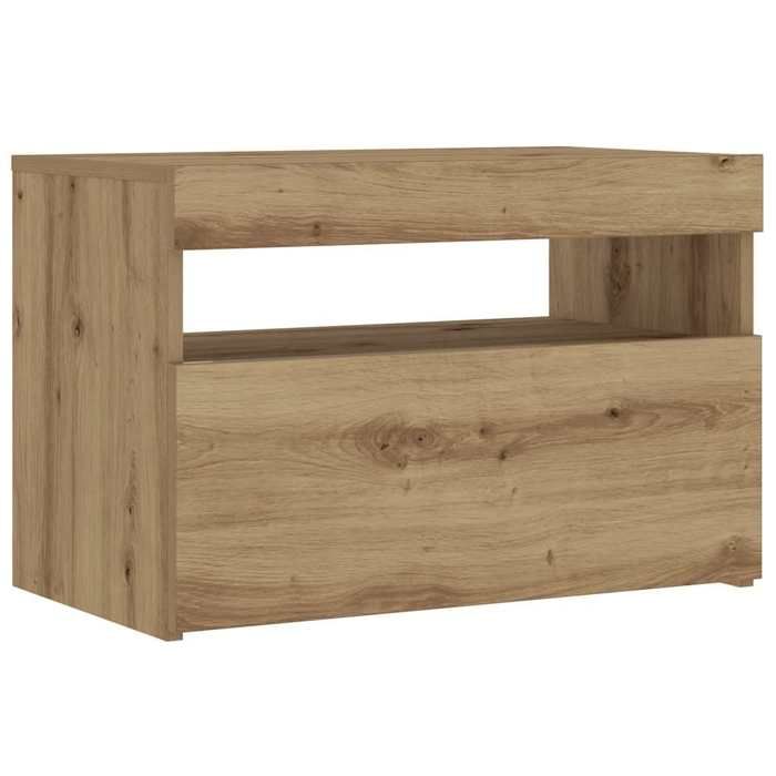 VidaXL Table de chevet avec lumières LED chêne artisanal 60x35x40 cm, table de nuit, table d'appoint pour chambre à coucher, 3329176