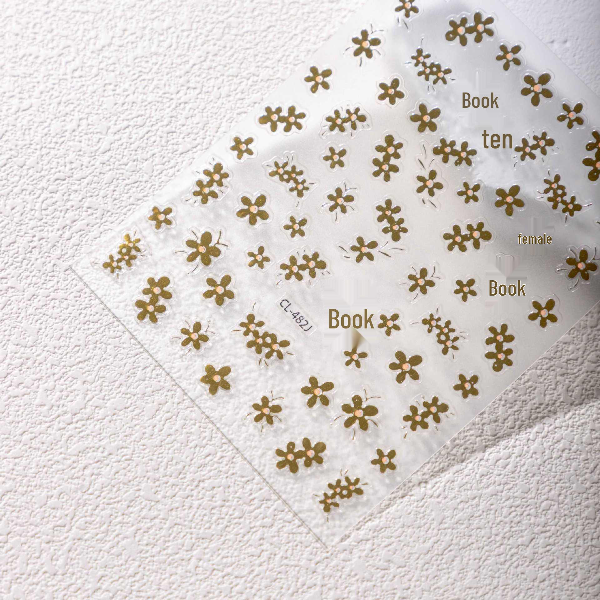 Cyansea Laser Gold Floral Nail Art Stickers for Small Nails Laser Golden Flower CL-482J