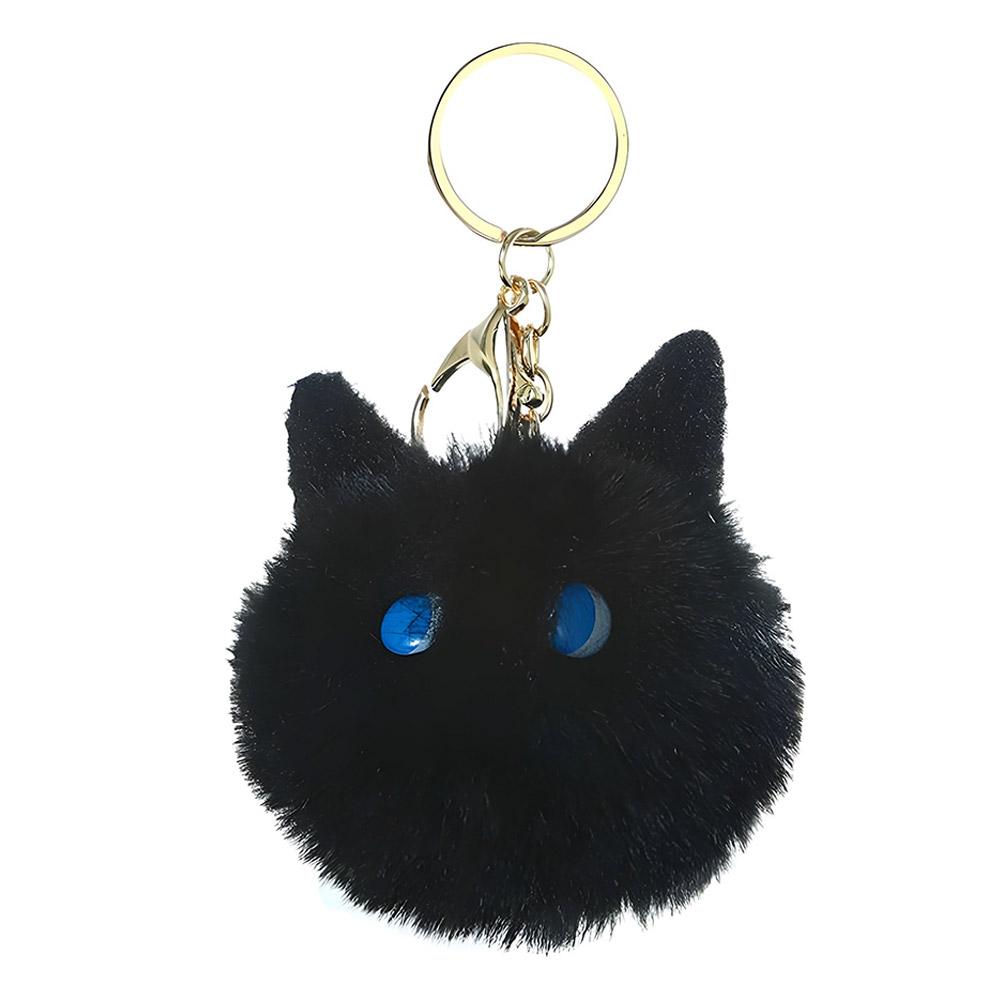 

Powder Blusher Cat Ball Mountain Black Coal Ball Cat Hand Made Plush Doll Key Chain Pendant Girl Heart Schoolbag Pendant