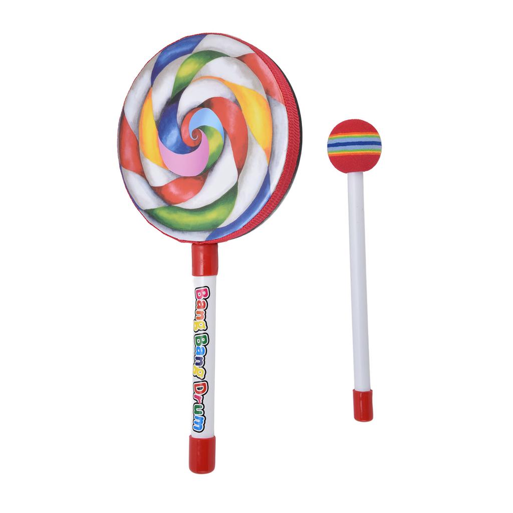 Hand Drum Wooden Frame Cartoon Shape Cute Appearance Crisp Sweet Small Volume Kids DrumLolly