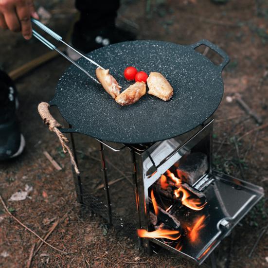 Wood Burning Folding Camp Stove Stainless Steel Grid Multiple Fuels Backpacking Stove Lightweight Collapsible Outdoor Cooking Stove for Hiking Camping