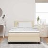 Boxspring Bed with LED Light Strips Cream 120 X 190 Cm Fabric