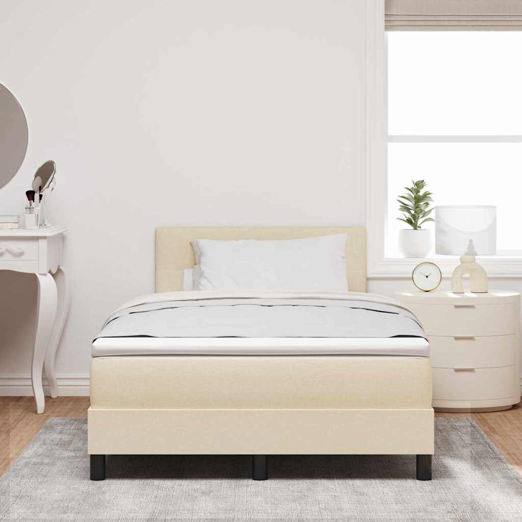 Boxspring Bed with LED Light Strips Cream 120 X 190 Cm Fabric