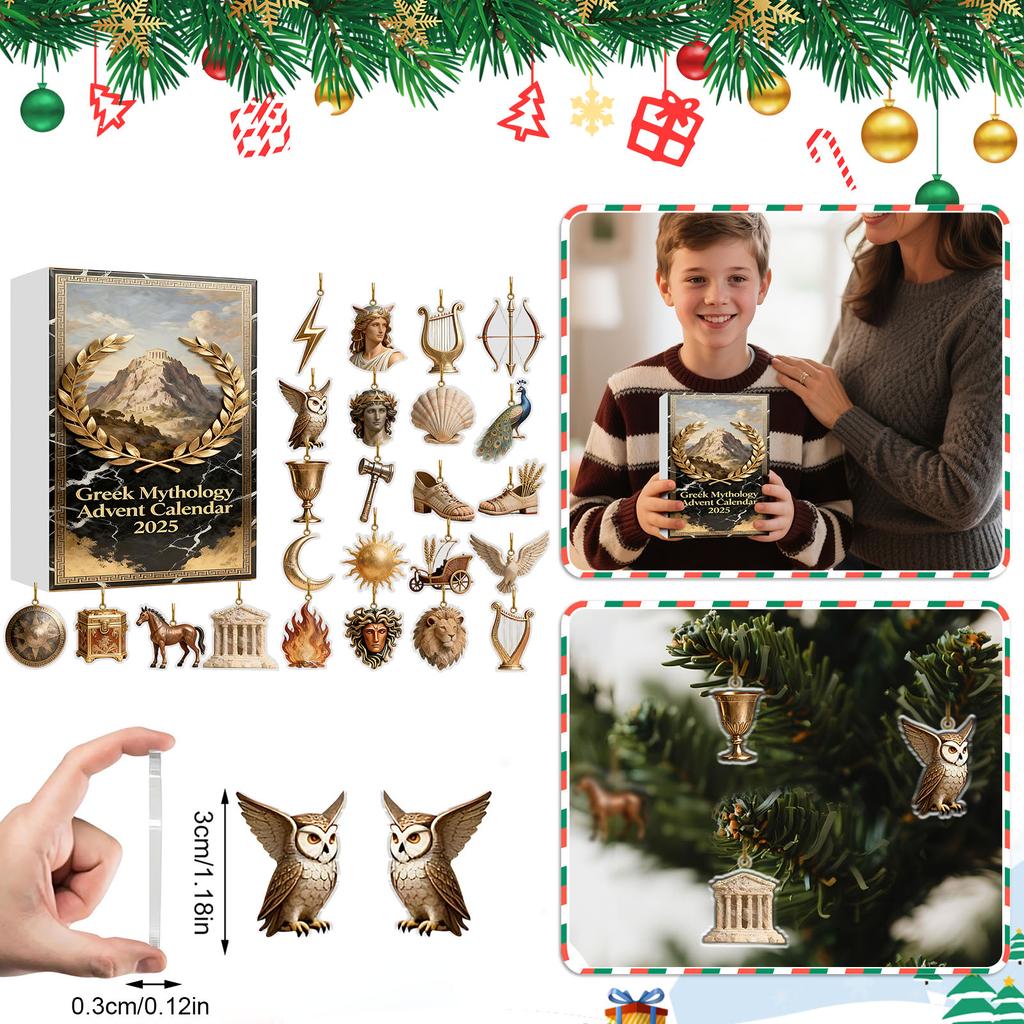 2D Flat Acrylic Mystery Box 24pcs Pendant With Airplane Box Funny Christmas Countdown Calendar