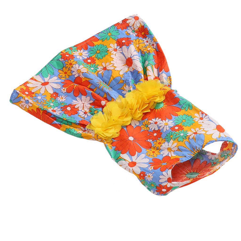 Hundekleid, weich, hautfreundlich, modisch, für den Urlaub mit Welpen, mit Blumendekor für Frühling und Sommer