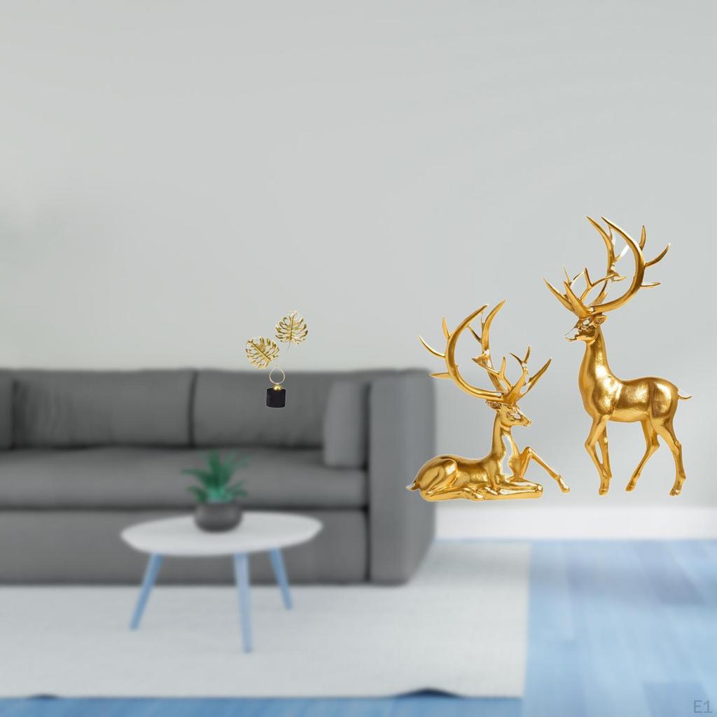 Deer Figurine Sculpture Collectible Artwork Resin Statue Ornament for Desk Cabinet Living Room