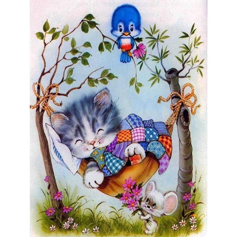 DIY Cat 5D Diamond Painting Full Round Drill Resin Animal Diamond Embroidery Cross Stitch Mosaic Kits Wall Art Home Decor Gift