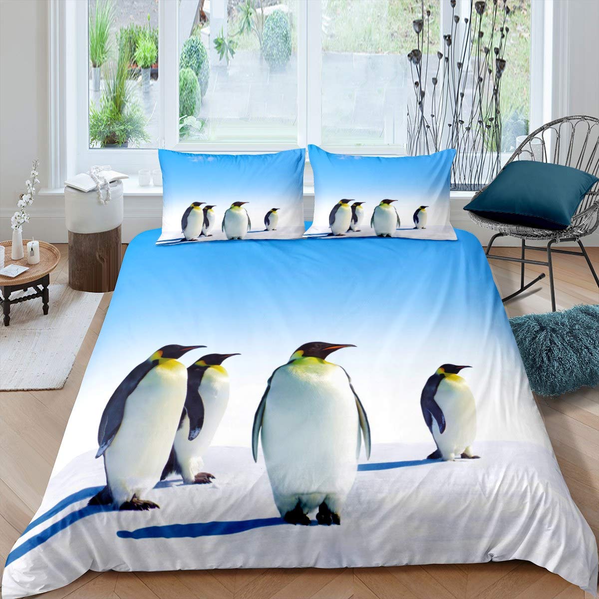 

Милый пингвин пододеяльник с рисунком животных комплект постельного белья покрывало для мальчиков девочек декор детской комнаты полный размер с 2 наволочками EU single(135x200cm)