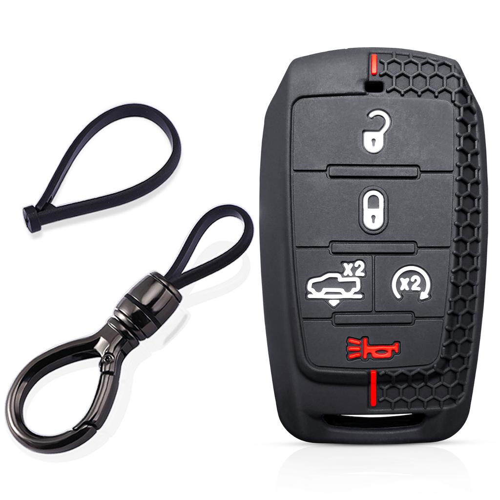 Copri guscio in silicone per chiave auto per Dodge RAM 1500 Limited LongHorn 2019 2020 Guscio chiave a 5 pulsanti Portachiavi Accessori