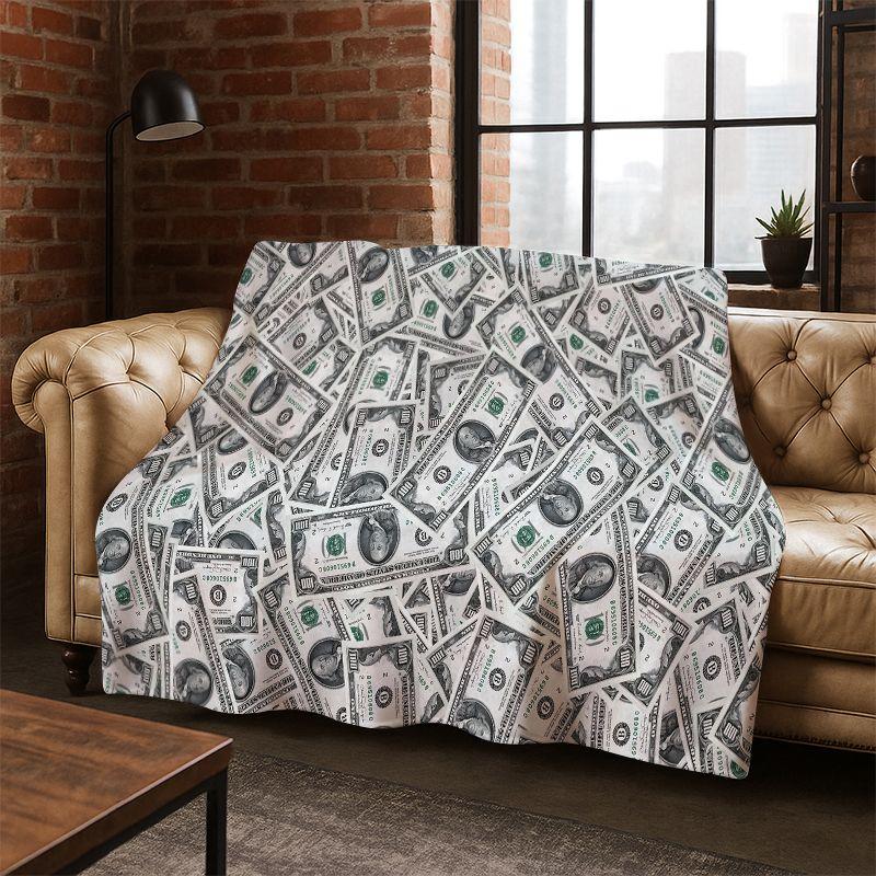 Cartoon Dollar Euro Money Rich Flannel Blanket Soft Warm Throw Blanket for Bedroom Living Room Bed Travel Camping Picnic Gift