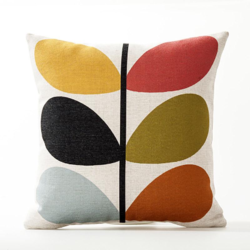 

Nordic Geometric Throw Pillow Cover Floral Print Linen Home Pillow Cushion Cover 45X45cm [Pillowcase only]