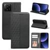 For Xiaomi 14T Wallet Phone Case Strong Magnetic Checkered Pattern Imprint Leather Flip Cover