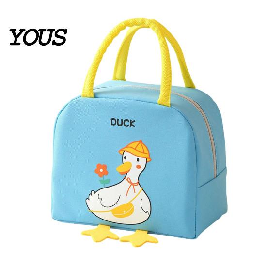 Waterproof Thermal Lunch Box Cartoon Insulated Bag, Durable Oxford Cloth Cooler Tote, Penguin/Duck Fresh Keeping Meal Carrier Patterns Print,