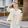 Spring 2025 Women's Chinese-Style Jacquard Round Neck Single-Breasted Short Jacket YB8863