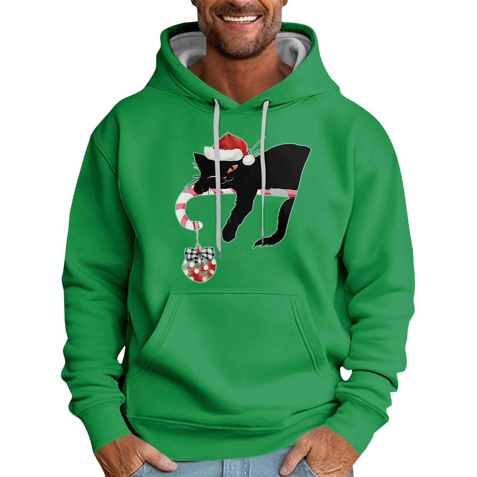 

Christmas Print Loose Men s Hoodie L зелений