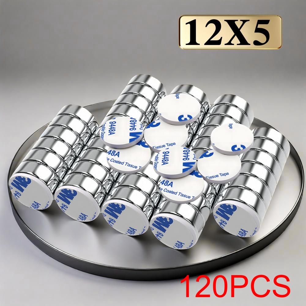 12x5mm  Super Powerful Round Neodymium Magnet  With double-sided adhesive Magnet N35 Strong Permanent Magnetic imanes