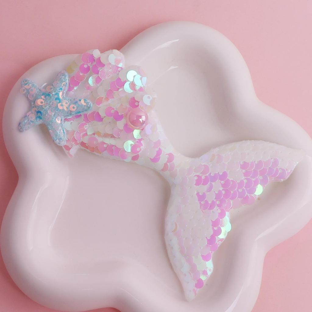 Colorful Glitter Seashell Fishtail Hair Clips for Cute Children's DIY Jewelry & Clothing Accessories