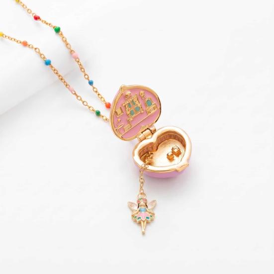 Openable Heart Charm Necklace Heart Box Pendant With Mini Figurine 1 Pc