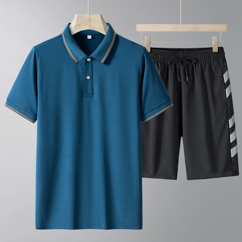 Men's Ice Silk Quick-Dry Polo & Shorts Set - Casual Summer Sportswear