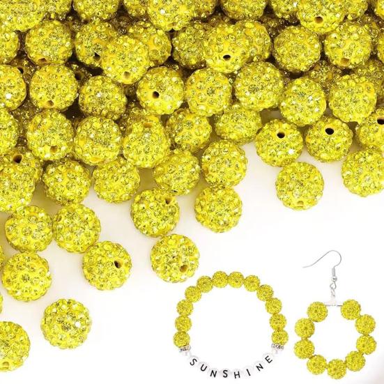 100Pcs 10mm Contas de Argila de Strass Coleção de Gelo Beisebol Estilo Bling Contas Redondas para Colar Pulseira Brincos Jóias DIY
