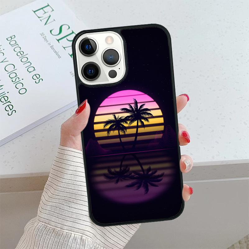 80s Retrowave Neon Palms Tree Phone Case Cover For iPhone 17 Air 15 16 16e 14 13 Pro 12 11 Pro Max For Apple PLUS Fundas Shell