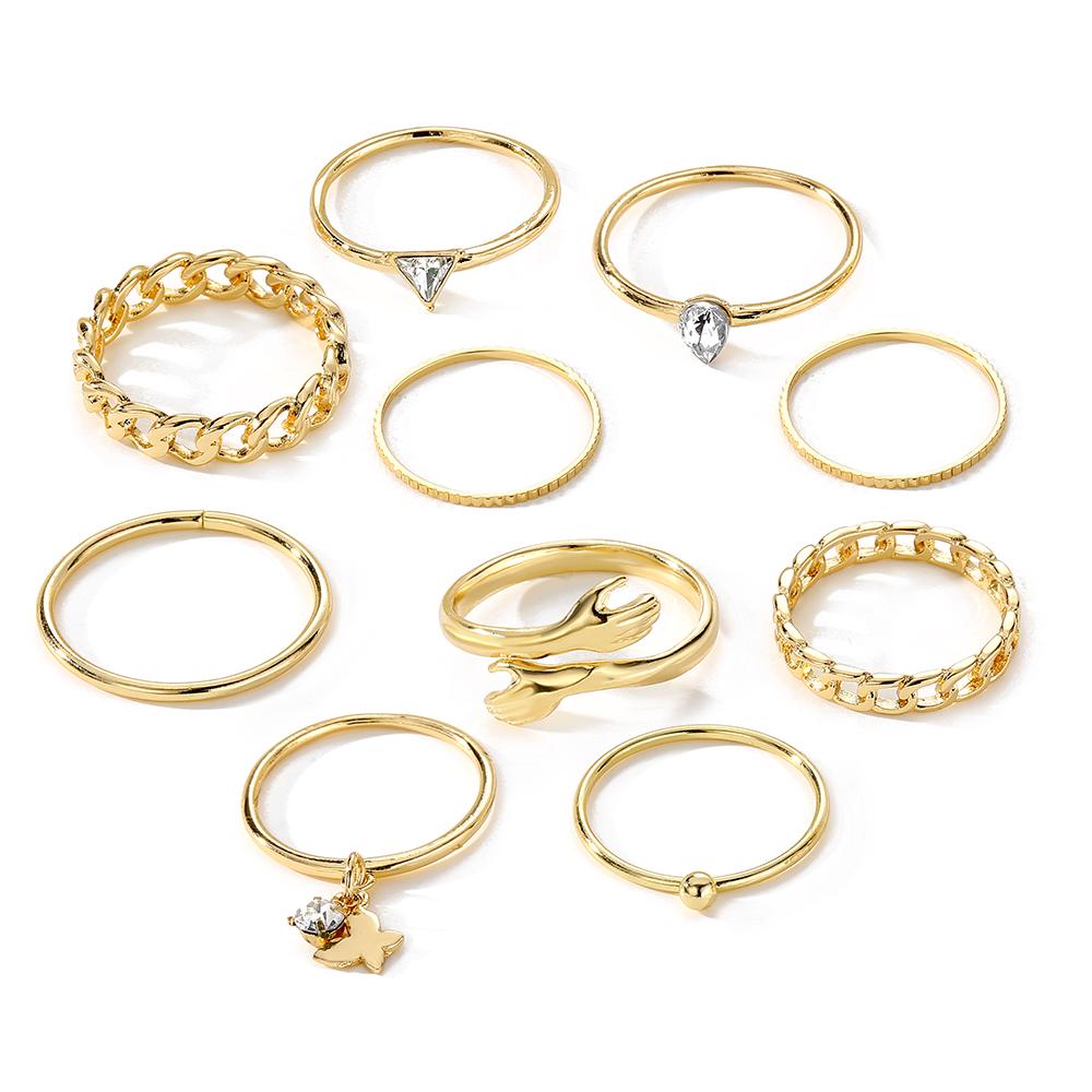 2023 Anello Moda Foglia Goccia Spirale Perla Set da 21 Pezzi Anello Intrecciato Foglia Oro Set da 11 Pezzi Gioielli Ragazze Studentesse Lusso Festa Elegante Glamour Sexy