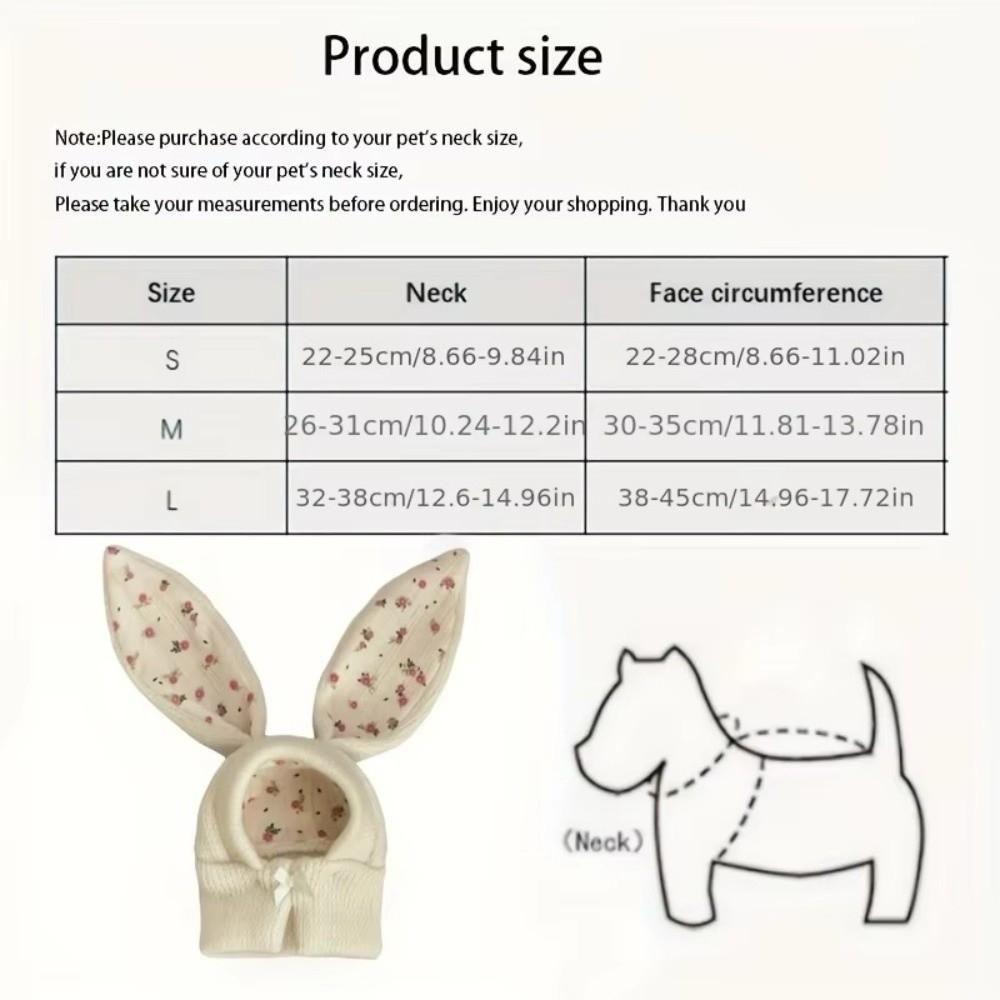 Cute Rabbit Ears Pet Hat Warm Floral Pattern Dog Windproof Cover Comfortable Soft Elastic Pet Headgear Small Medium Dog