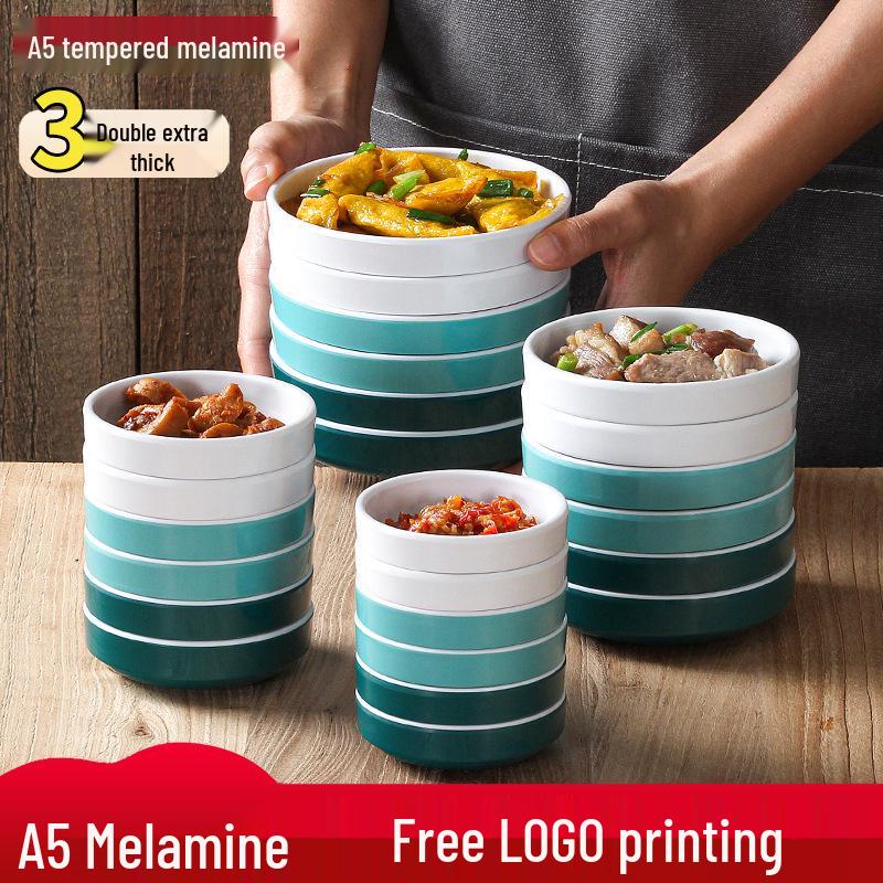 A5 Melamine Imitation Porcelain Small Steamed Vegetable Bowl, Round Plastic Tableware.