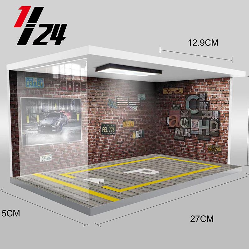 1/32 1/24 1/18 Scale Lighting Parking Lot Assembly Toy Diecast Alloy Model Car Garage DIY Scene Collection Display Toy Car Gift