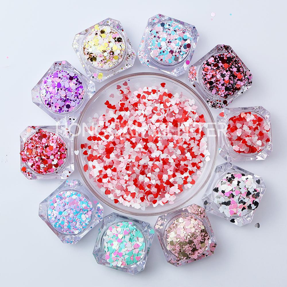 New Valentines Day Polyester Glitter Bulk Chunky Mixed Glitter for Resin Tumblers Christmas Decorations