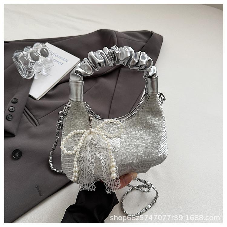 Премиальная джинсовая сумка-пельмень, инкрустированная бриллиантами, новый летний нишевый дизайн 2025, ретро женская сумка через плечо