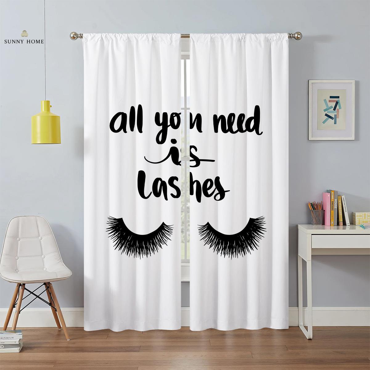 

Индивидуальные оконные шторы, мечтательные, красочные, блестящие, единорог, узор с ресничками, принт, детская комната, гостиная, кухня, шторы, 2 шт. W50xH140(CM)x2PCS&Grommet Top