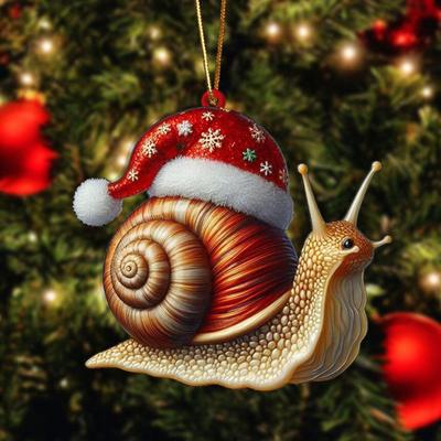 Karácsonyi Díszek Rajzfilm Állatmintás Karácsonyfa Dísz 2D Lapos Csiga/Légy/Kacsa Akril