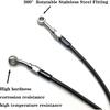 AN3 M10 Black Stainless Steel Braided Motorcycle Brake Line Oil Hose Pipe 360-degree rotatable Stainless Steel Fitting for Motocross Pit Dirt Street
