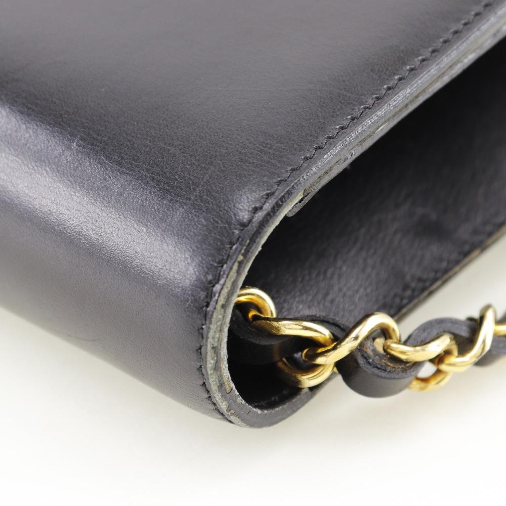 CHANEL ChainShoulder Shoulder Bag COCO Mark vintage black Calfskin Women Used