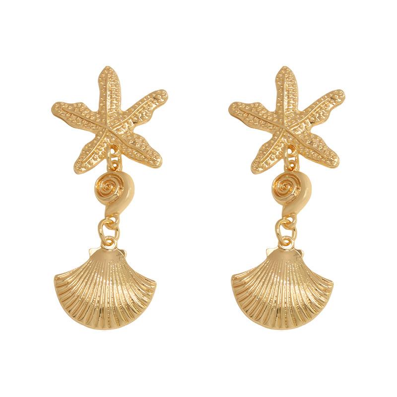 O riginal ocean style party exaggerated star earrings personalized vacation beach starfish metal earrings accessories for women золотистый