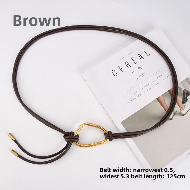 Women's knotted pu leather rope decorative dress classyfashionfashion thin waist chain