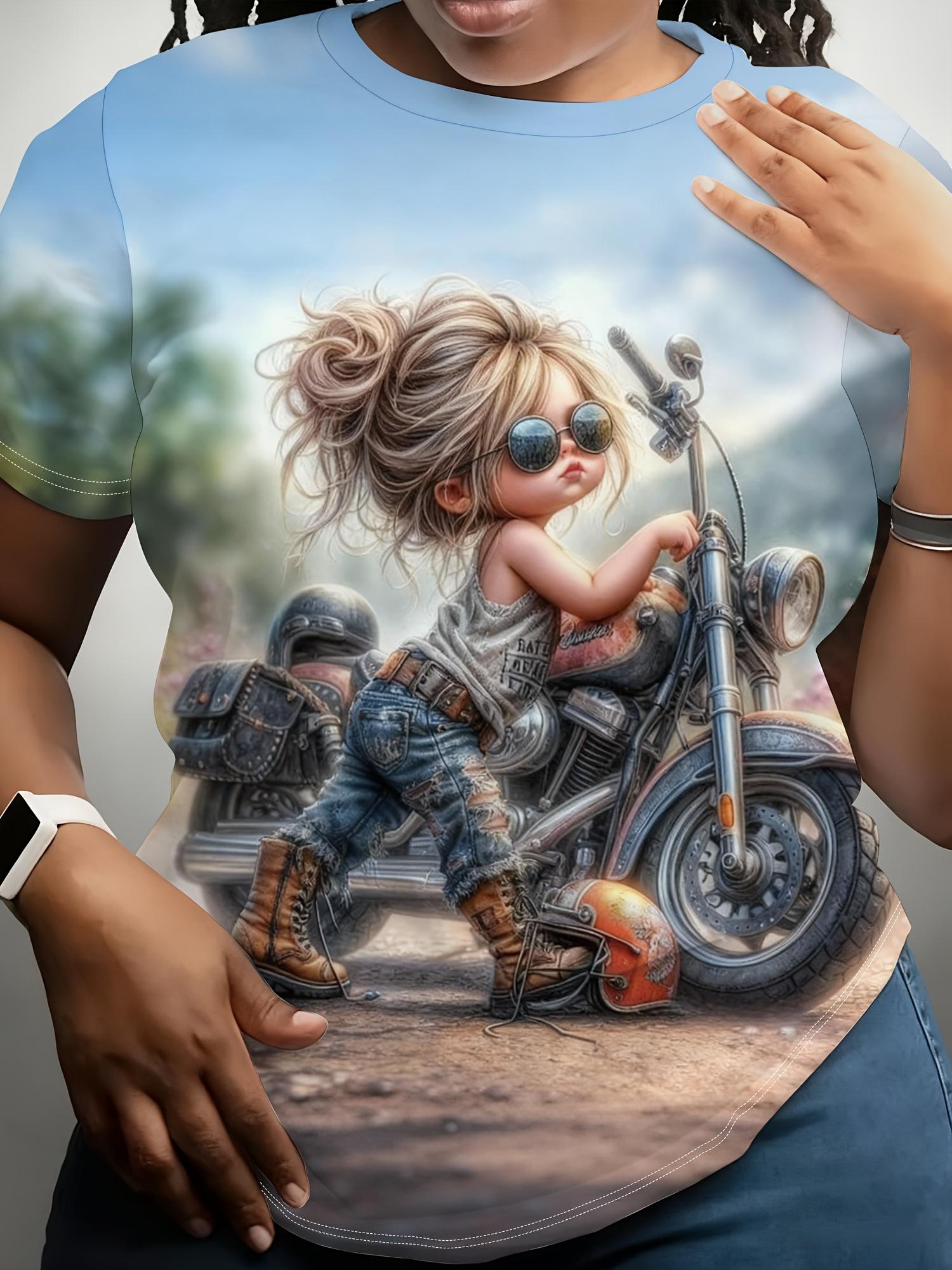 

Women S Digital Print Short Sleeve Shirt. Artistic Style ;Cute Biker; Themed Printed Short Sleeve T-Shirt. a Fun And Trendy Top. Featuring a Cute Pair 3XL дубильная кора