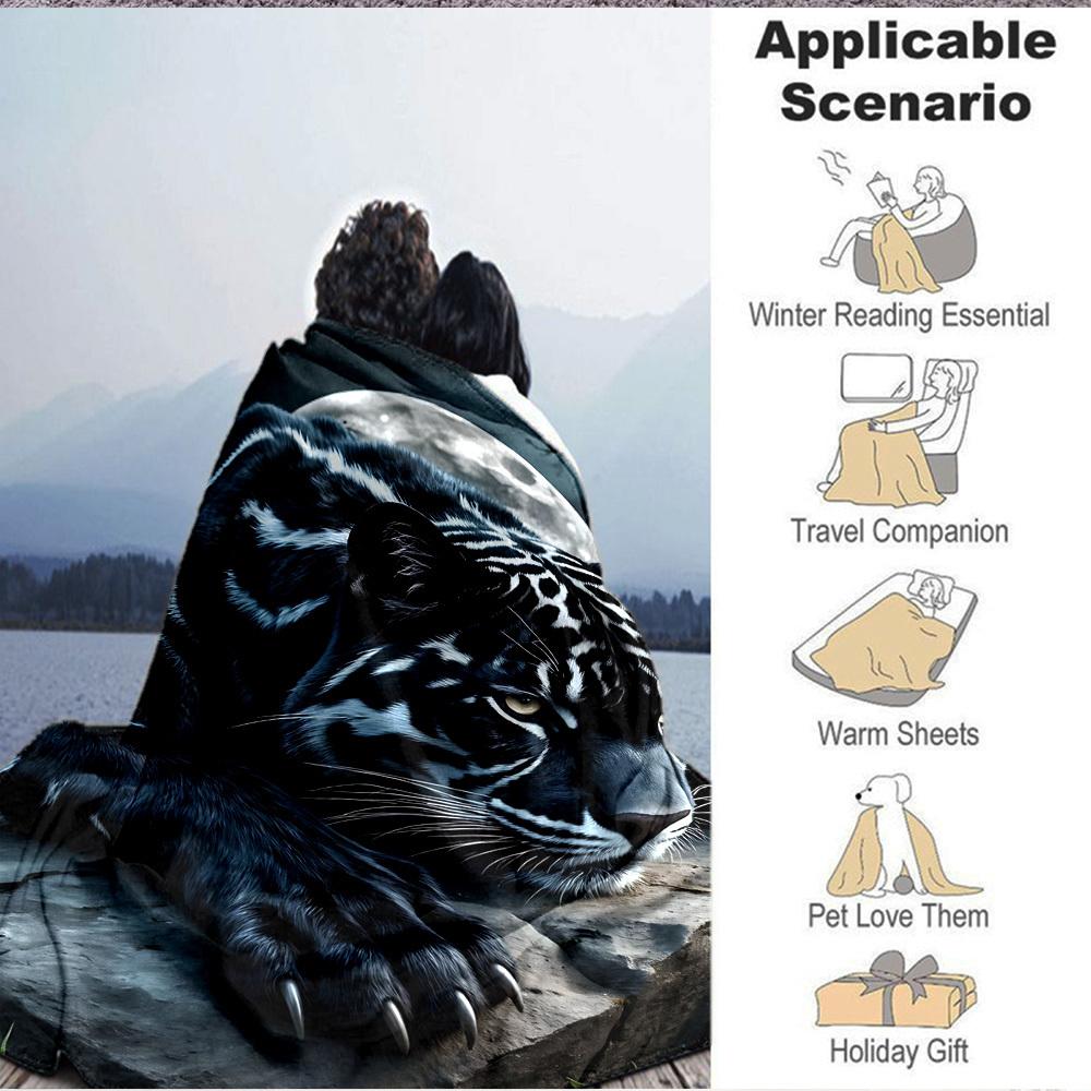 1pc Black Panther Print Blanket Lightweight Blanket Throw Blanket For Sofa, Bed, Travel, Camping, Livingroom, Office, Couch, Chair yy251010051