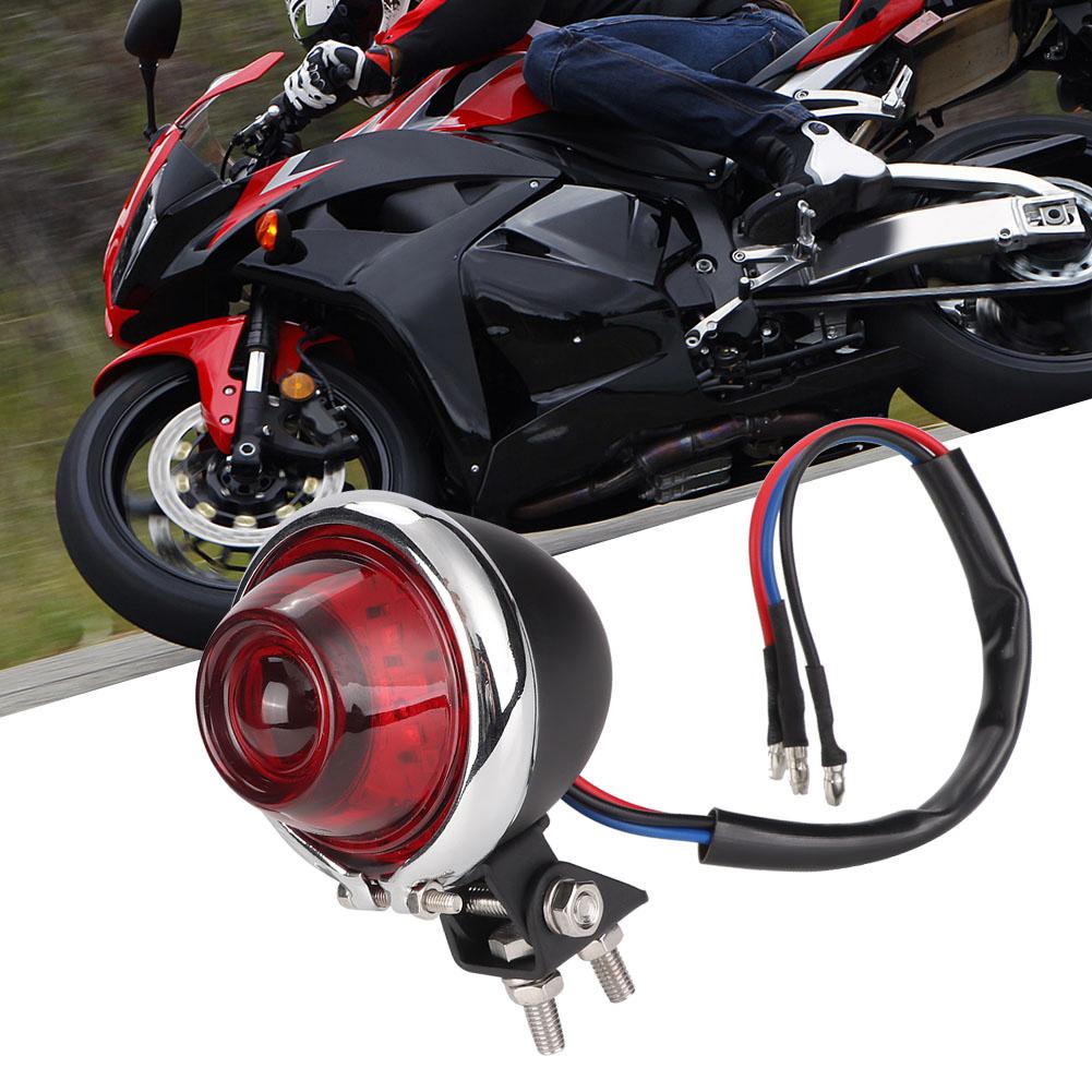 Motorcycle Vintage Convex LED Rr Tail Light Indicator Stop Brake Running Lamp Fit for