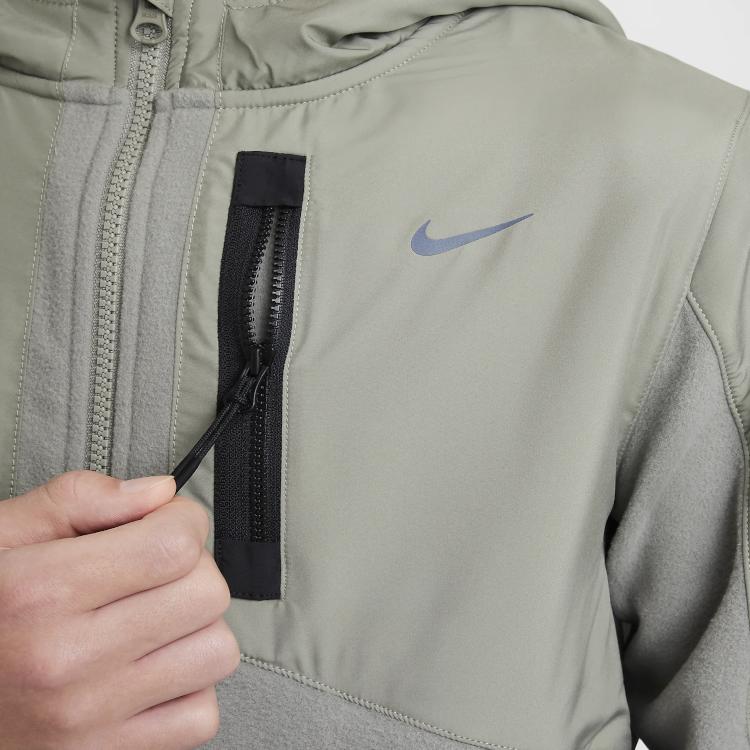 Nike Sportswear City Utility Easyon Jacket With Logo Print Hooded Long Sleeve Zipper Kids Jackets Dark-Mud-Gray HF4208053
