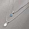 Collana Pendente Mano Occhio Turco Retrò - Doppio Strato, Versatile, Stile Europeo & Americano di Alta Gamma.