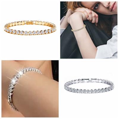 Nueva Pulsera de Moda Pulsera de Diamante Cadena de Eslabones Incrustada con Pedrería Hip Hop