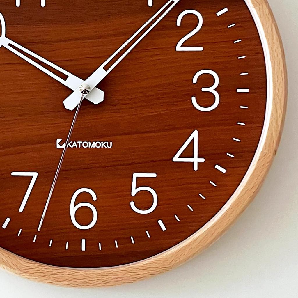 KATOMOKU Muku Clock 2 Walnut X Beech Wall Continuous Second Diameter km-73NARC Clock, Hand, 30.0cm (Radio-controlled)