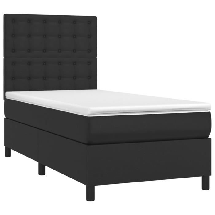 3142827 vidaXL Divan Bed with Mattress Black 100x200 Cm Faux Leather