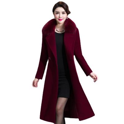Autumn and Winter Woolen Coat Women's Mid-length Fur Collar Single-sided Cashmere Coat