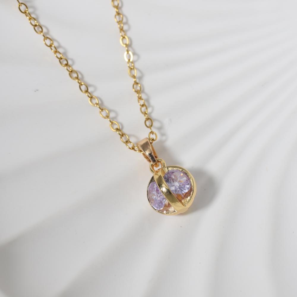 Simple Round Pendant Necklaces for Women Zirconia Necklace Wedding Party Jewelry Accessories